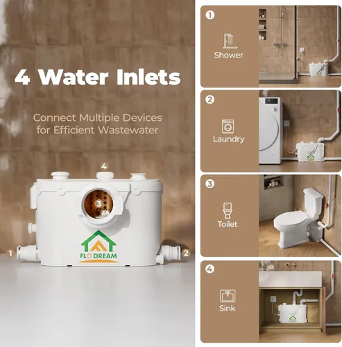 Vista 4 de Upflush Toilet for Basement, 23FT Head Lift Macerating Toilet System