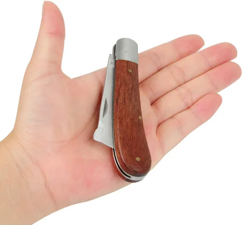 Vista 3 de Cuchillo de poda e injerto, herramienta de brotes de jardín de acero inoxidable, herramienta de corte múltiple de bolsillo plegable para deshierbar