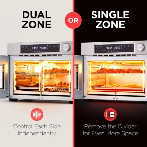 Vista 4 de Ivation Horno freidora de aire de doble zona con puerta francesa - 32 cuartos de galón, horno tostador de convección combinado, multifunción de 10