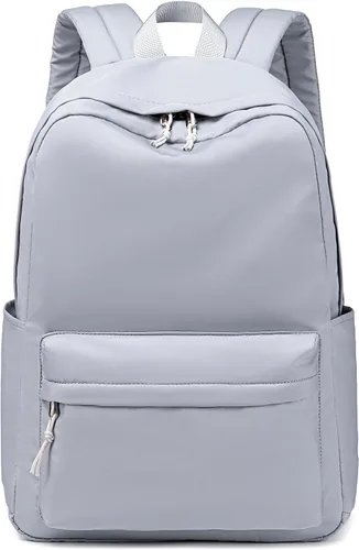 Vista 4 de Bluboon Mochila para la escuela para niños, mochila para niñas, mochila para computadora portátil, regalos para mujeres, Gris (Pure Grey), Mochilas