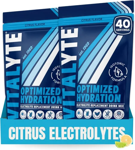 Vista 10 de Polvo para preparar bebida natural de electrolitos, libre de gluten, contenedor con 80 porciones, marca Vitalyte, cítrico (Cool Citrus)