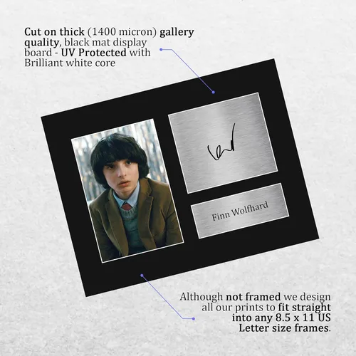 Vista 3 de HWC Trading Finn Wolfhard Stranger Things Gifts USL - Imagen impresa con autógrafo firmado para fanáticos del programa de televisión, tamaño carta