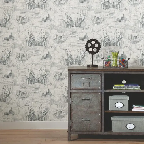 Vista 9 de RoomMates RMK12354PL - Papel tapiz adhesivo con mapa de Harry Potter, color topo