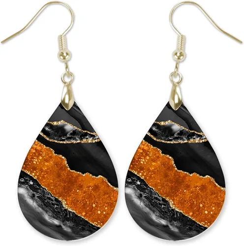 Vista 62 de Dangle Earrings for Women Colorful Dangling Drop Statement Jewelry Printed MDF Wood Teardrop Double Side Print Handmade by The Painted Pug