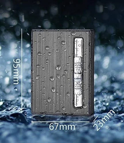 Vista 2 de Estuche para cigarrillos con encendedor incorporado, resistente al viento, recargable, soplete de chorro de butano, encendedor de expulsión