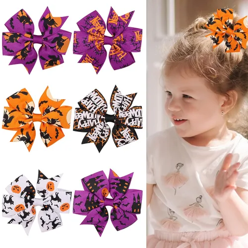 Vista 8 de Pinzas para el cabello de Halloween, pinzas para el cabello de murciélagos de calabaza, accesorios para el cabello del día de los muertos Estilo1