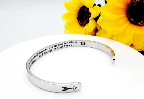 Vista 293 de Pulseras inspiradoras para mujer, joyería de acero inoxidable, con refranes, pulsera motivacional con mensaje oculto, pulseras grabadas para mejor