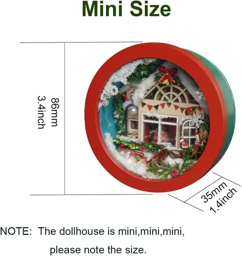 Vista 7 de Kit de casa de muñecas en miniatura, kit de fabricación de casa de muñecas para construir cabaña de Navidad de madera
