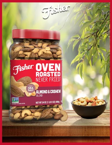 Vista 5 de FISHER Oven Roasted Never Fried - Mezcla de frutos secos asados al horno, nunca fritos Pack Of 1, Healthy Snacks For Adults, No Added Oil, No