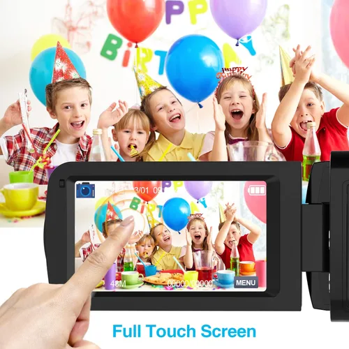 Vista 6 de Videocámara 4K con visión nocturna IR, cámara digital WiFi, zoom digital 18X, cámara de vlogging para YouTube, cámara de video para niños, micrófono