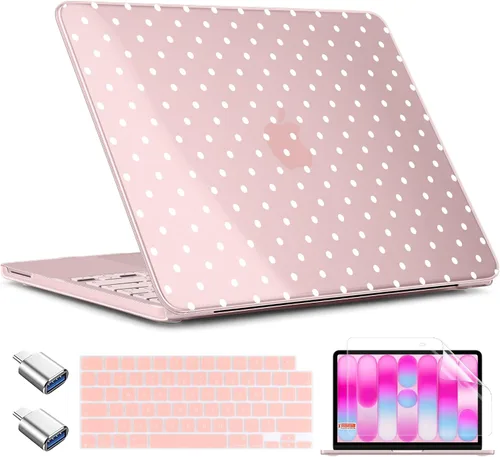 Vista 32 de TWOLSKOO Funda para MacBook Neo de 13 pulgadas 2026 A3404 A18 Pro Chip, funda rígida de plástico con adaptador tipo C, 2 fundas para cámara web