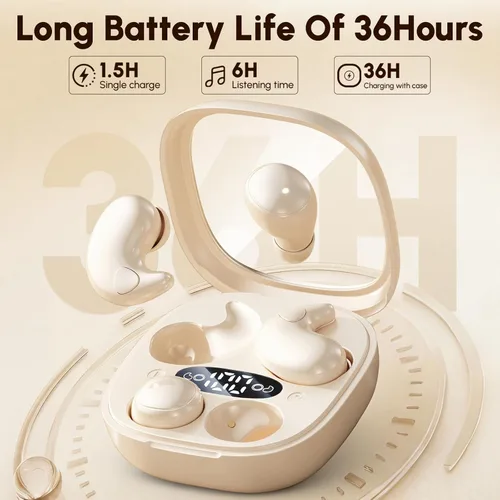 Vista 5 de Auriculares para dormir de lado, mini auriculares inalámbricos 2 en 1 con Bluetooth para dormir, discretos auriculares intrauditivos para pequeños
