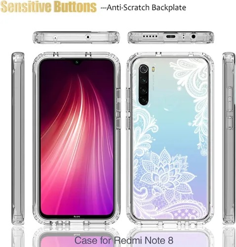 Vista 5 de Funda para Redmi Note 8 (2019/2021) M1908C3JH M1908C3JGG con protector de pantalla de vidrio templado, funda protectora de cuerpo completo