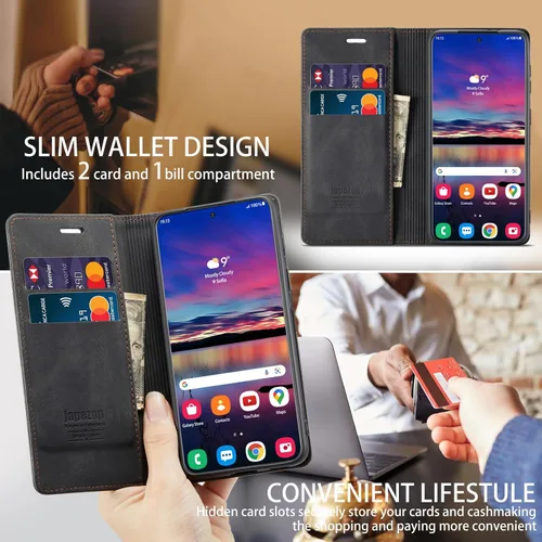 Vista 5 de Funda tipo cartera para Samsung Galaxy S22 5G con bloqueo RFID, color negro