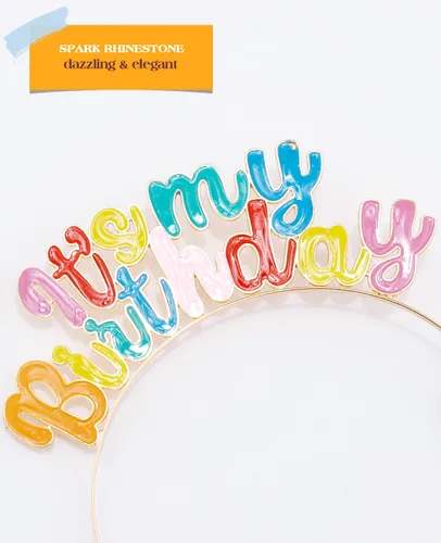 Vista 7 de Corona de cumpleaños para niñas, lindo juego de banda y tiara para mujer, decoración de diadema para regalos