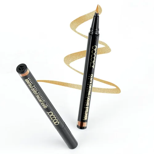 Vista 17 de Docolor - Lápiz delineador de ojos impermeable súper delgado y preciso, delineador líquido negro para todo el día, maquillaje profesional, lápiz