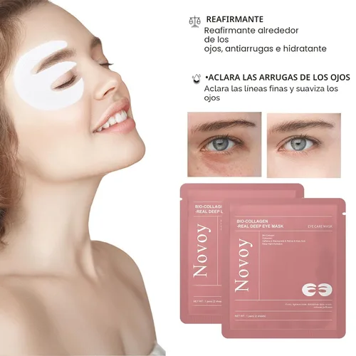 Vista 3 de Novoy - 7 pares de parches de ojos profundos de bio-colágeno – 6 en 1 retinol durante la noche parches para ojeras, hinchazón y arrugas 2%