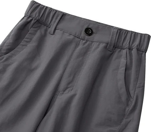 Vista 4 de Asfixiado Pantalones cargo para niños, casuales para exteriores, de secado rápido, impermeables, senderismo, escalada, convertibles