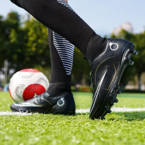 Vista 7 de Zapatos de fútbol para niños y niñas, para exteriores, interiores, para entrenamiento de fútbol y césped atlético