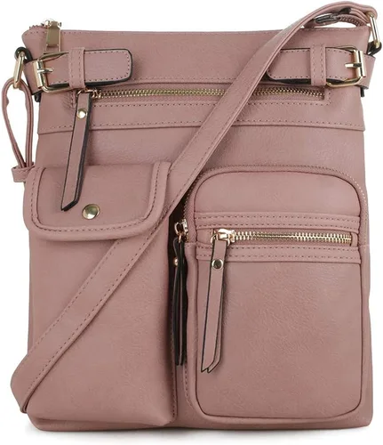 Vista 10 de SG SUGU Katie Bolso Bandolera Ligero Mediano Bolso de Hombro con Múltiples Bolsillos para Mujer Negro