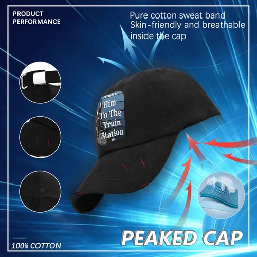 Vista 7 de devor Dad Hat Take Him to The Train Station Dad Hat, Funny Hats for Men