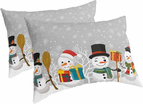 Vista 16 de Fundas de almohada de tamaño estándar de muñeco de nieve negro, paquete de 2 fundas de almohada suaves decorativas para sofá de cuerpo largo