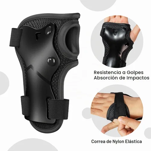 Vista 4 de Rodilleras para niños, rodilleras y coderas, conjunto de equipo de protección para niños y niñas con protectores de muñeca 3 en 1 para patinaje Negro