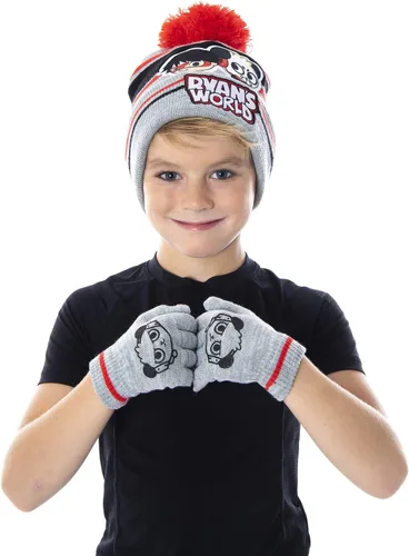 Vista 2 de RYAN'S WORLD Ryan and Combo Panda Guantes Bufanda Y Pom Beanie 3 Piezas Conjunto, Ryan y Combo Panda