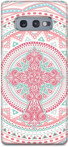 Vista 23 de Inspired Cases - Compatible with iPhone Xs Max Case - 3D Textured Protective Phone Case for Apple iPhone Xs Max - Ornate Cross - Coral and Mint