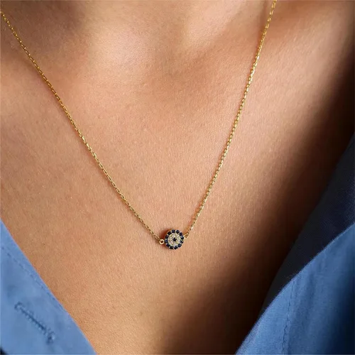 Vista 6 de Collar con colgante de corazón de oro de 14 quilates para mujer, delicado collar de estrella, gargantilla de mal de ojo, collar bohemio con luna