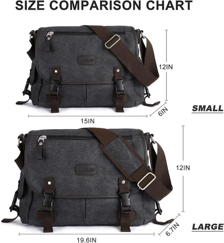 Vista 3 de Bolso de mensajero para hombre resistente al agua unisex bolsas de mensajero vintage para mujer bolsa de laptop de 14 pulgadas y 156 pulgadas