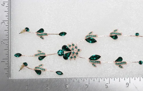 Vista 7 de Faship - Juego de collar y aretes con cristales de imitación florales