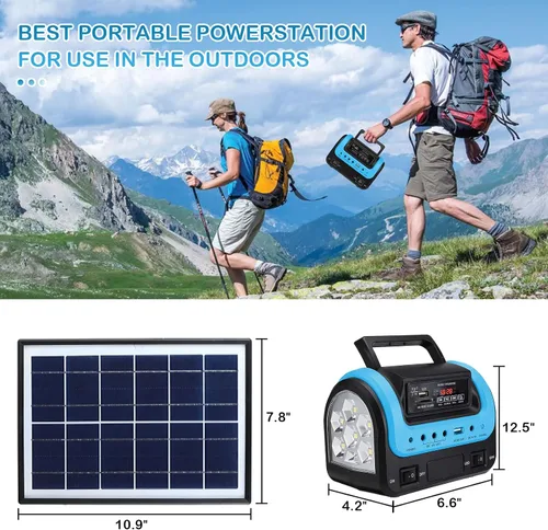 Vista 4 de Generador solar, estación de energía portátil con panel, fuente de banco de energía portátil con linterna, generador de emergencia alimentado por