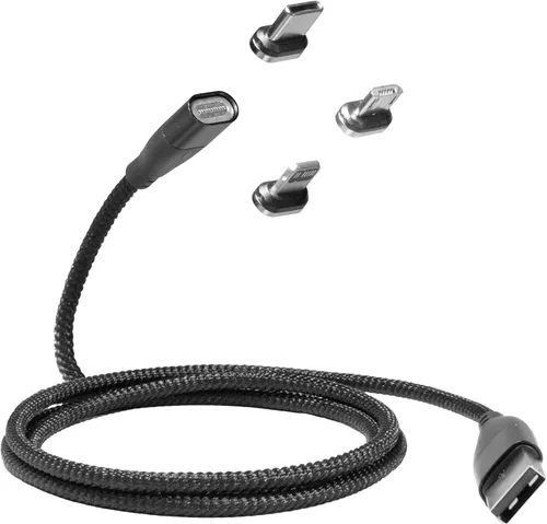 Vista 2 de BoxWave Cable compatible con Jabra Enhance Plus - MagnetoSnap PD AllCharge (100 W), carga magnética trenzada USB tipo C Micro - negro azabache