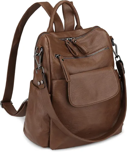Vista 24 de Uromee Mochila de Viaje Monedero para Mujeres Cuero Vegano Damas Moda Borla Bolsa de Hombro Convertible, Grande, Mochilas Daypack