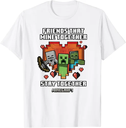 Vista 19 de Minecraft Camiseta de San Valentín Friends That Mine Together Mobs, Negro