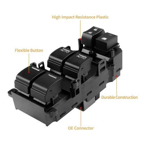 Vista 4 de Interruptor maestro de ventana eléctrica del lado del conductor con botón automático doble Compatible con Honda Accord EX EXL 2.4L 3.5L 2008-2012