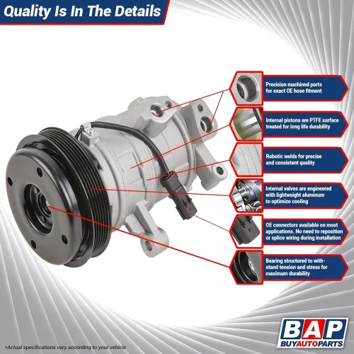 Vista 5 de Compresor de CA y embrague de A/C de 8 ranuras de 4.724 in para internacional reemplaza 3582435C1 Sanden SD7H15 4418 4819 - BuyAutoParts 60-02320NA