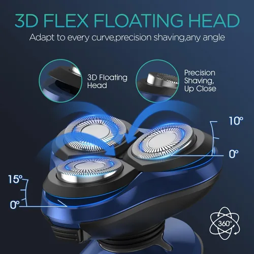 Vista 3 de VOYOR Maquinilla de afeitar eléctrica para hombres, afeitadoras inalámbricas para afeitarse con patillas faciales, nariz, oído, pelo, recargable