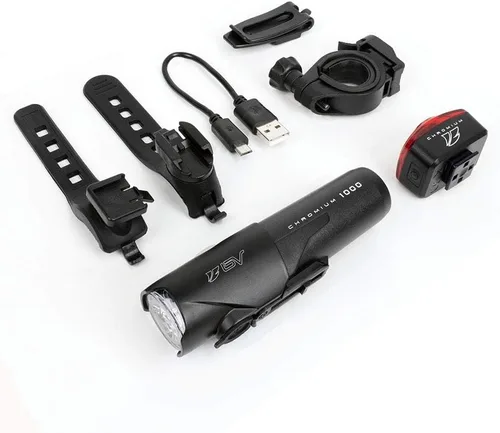 Vista 6 de Luces de Bicicleta BV, Super Brillantes con 5 Faros LED Delanteros y 3 Traseros, Luces de Bicicleta para Montar de Noche con Liberación Rápida, Set