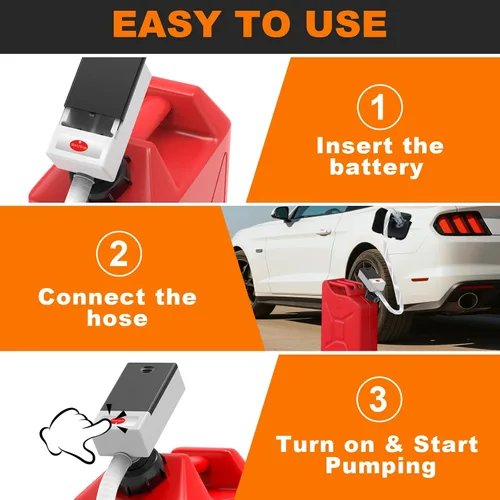 Vista 7 de Bomba automática de transferencia de combustible con sensor de parada automática, bomba de gasolina portátil rápida y segura con 3 adaptadores