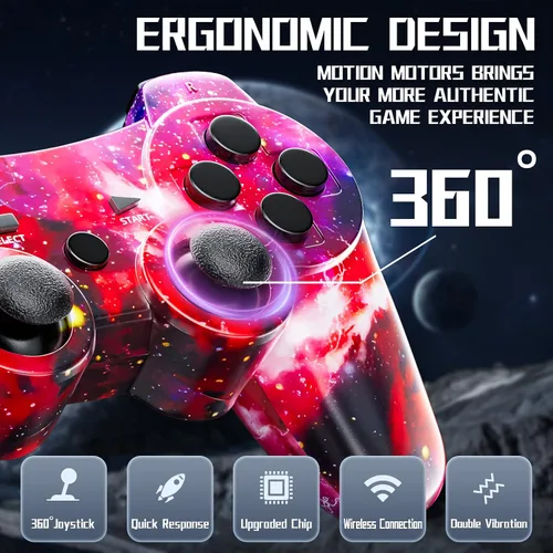 Vista 3 de Wireless Controller for PS3, Upgraded 360 Joystick, 6-Axis High Performance Motion Sense, Dual Vibration, 450mAh Battery with Charging Cable