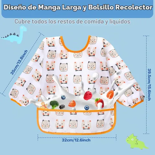 Vista 3 de Lictin Long Sleeve Bibs 5 Pack - Baby Bibs for Girl or Boy, Reusable Infant for Feeding Teething or Weaning