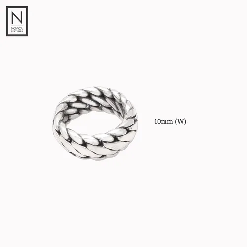 Vista 6 de NOVICA Anillo artesanal hecho a mano de plata de ley 925 Indonesia 'Sanca Kembang Python