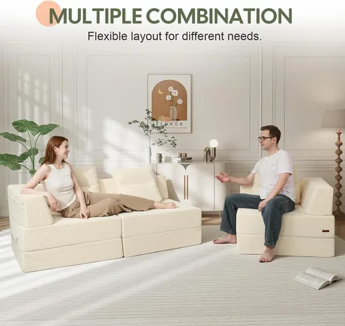 Vista 4 de COMAX - Sofá cama futón, sofá cama convertible, sofás plegables sin hueso