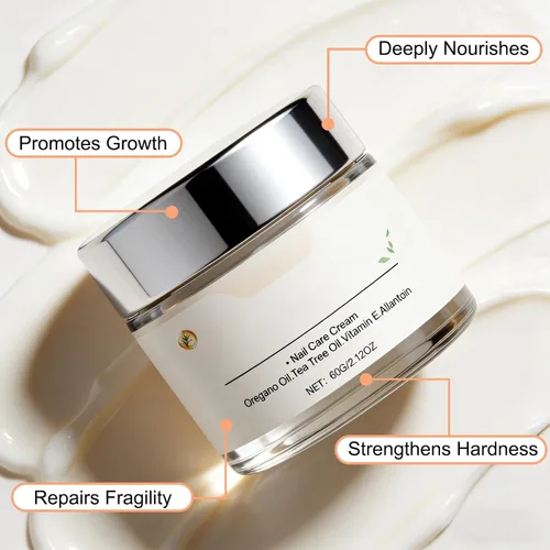 Vista 3 de Crema para el cuidado de uñas, reparación de uñas de los pies para dañados, fuerza y crecimiento de uñas, aceite de árbol de té, aceite de orégano