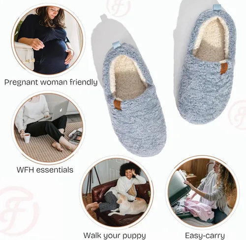 Vista 5 de EverFoams Pantuflas suaves y rizadas para mujer, de espuma viscoelástica, ligeras, cómodas, con forro polar