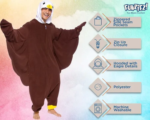 Vista 4 de Funziez! Eagle One Piece - Disfraz de animal de pájaro para adulto