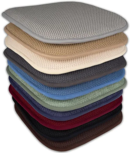 Vista 7 de Sweet Home Collection Cojines de espuma viscoelástica para silla, antideslizantes, diseño de panal de abeja, 16 x 16 pulgadas, paquete de 2