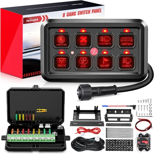 Vista 13 de Nilight Panel de Interruptores de 6 Posiciones Sistema de Relé de Control de Circuito Universal con Arnés de Cableado con Fusible LED Pod Regulable